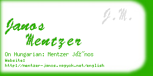 janos mentzer business card